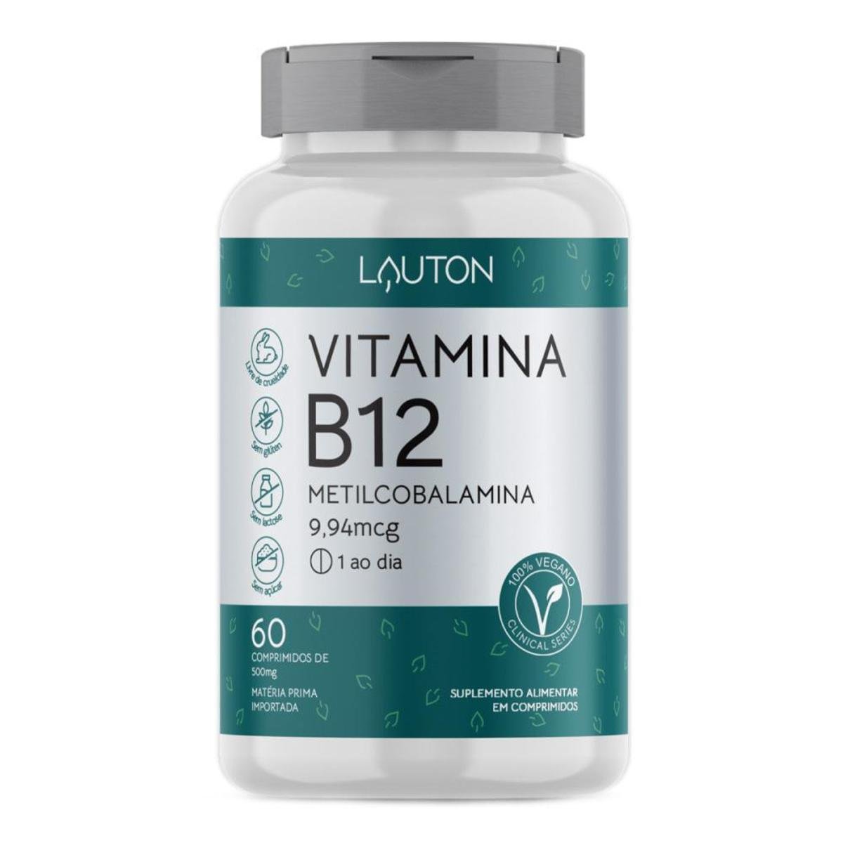 Vitamina B12 Metilcobalamina 9,94mcg 60 Comprimidos - Lauton Menor preço em Vitamina B12 Metilcobalamina 9,94mcg 60 Comprimidos - Lauton