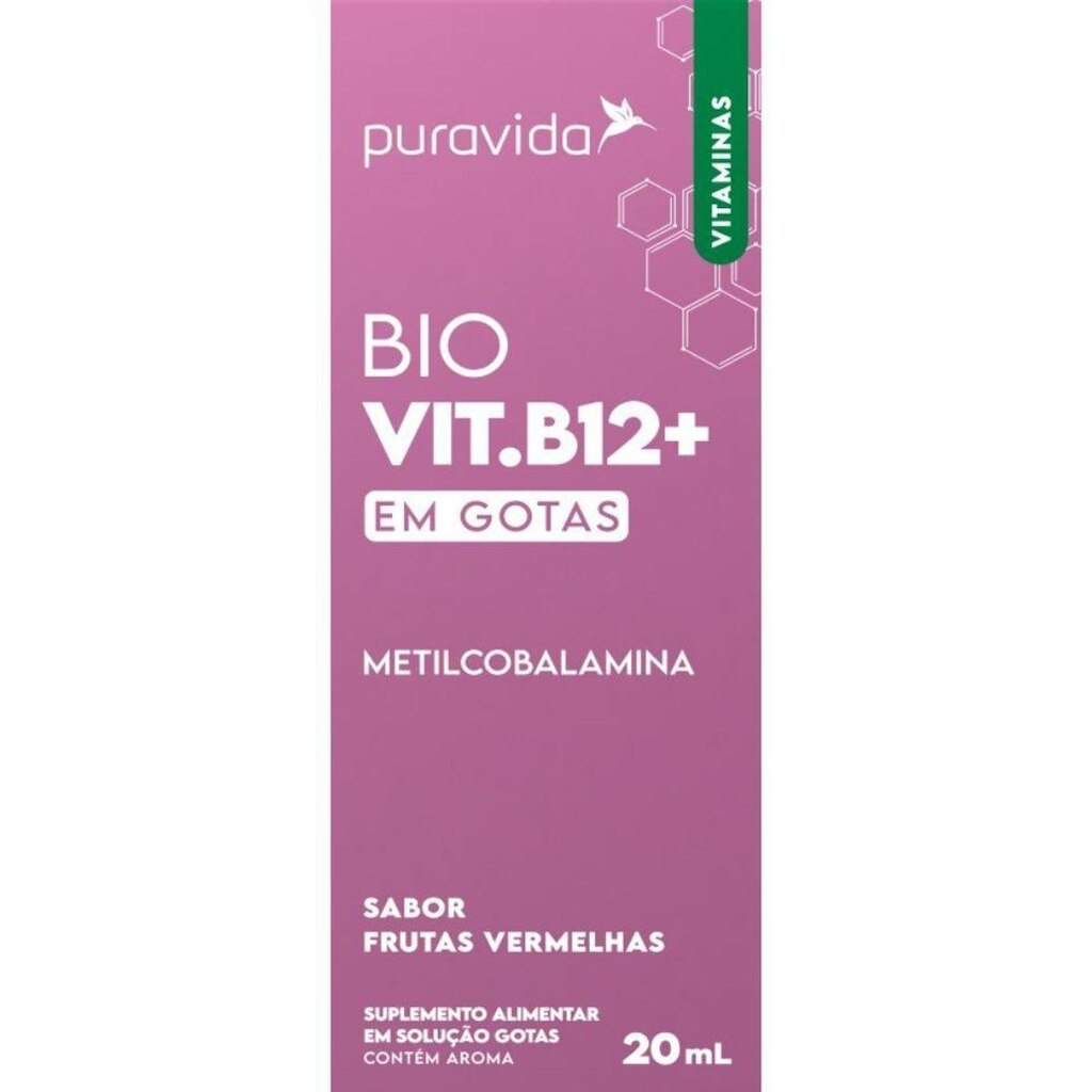 Vitamina B12 Metilcobalamina Frutas Vermelhas 20ml PuraVida