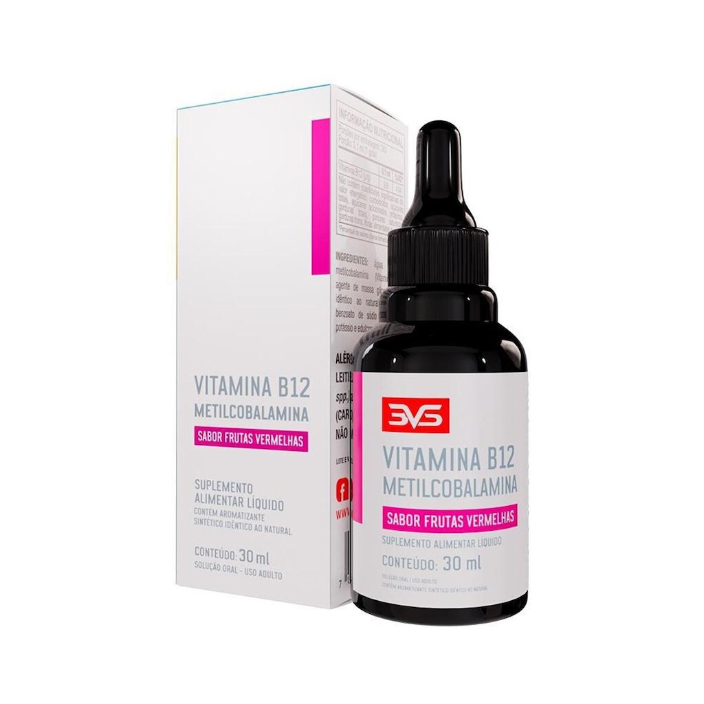 Vitamina B12 Metilcobalamina Gotas Sublingual- Sabor Frutas Vermelhas - 30ml