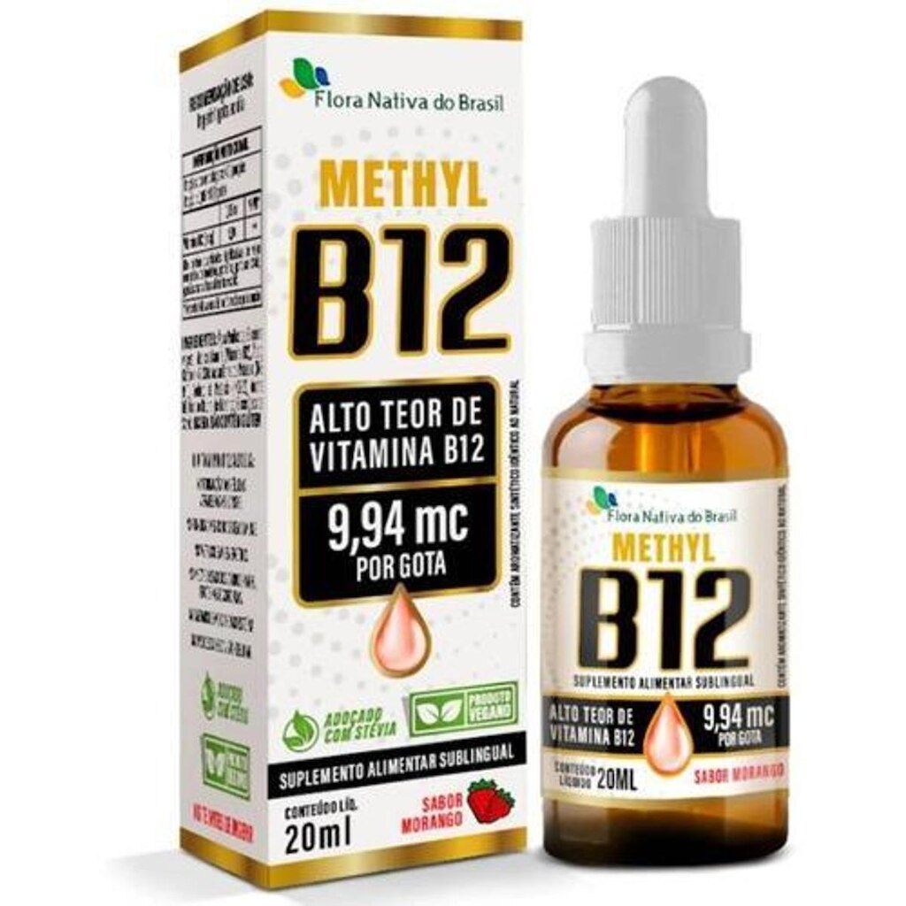 Vitamina B12 Sublingual Metilcobalamina 9,94 Mcg Fnb 20ml - Morango