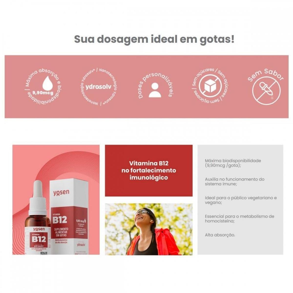 Vitamina B12 Suplemento Alimentar De 30ml Ydrosolv Vermelho Netshoes