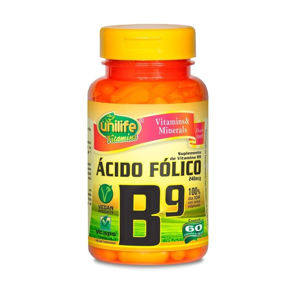 Vitamina B9 (Ácido Fólico) 60 Cápsulas