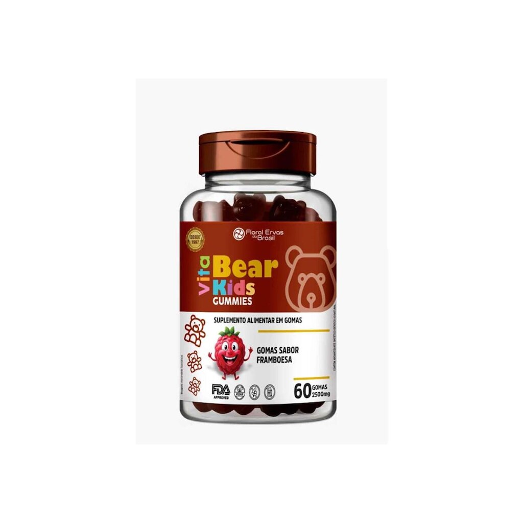 Vitamina Bear Kids Gummies Framboesa 60 gomas Floral Ervas