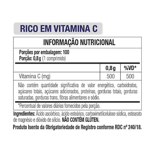 Vitamina C 500mg Vitgold 100 comprimidos