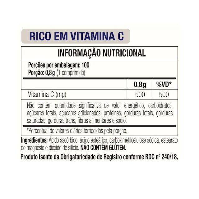Vitamina C 500mg Vitgold 100 comprimidos