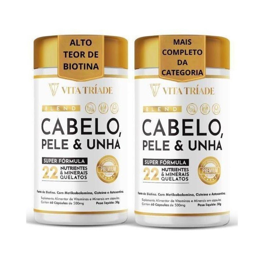 Vitamina Cabelo, Pele e Unha 22 Nutrientes – 60 Cápsulas
