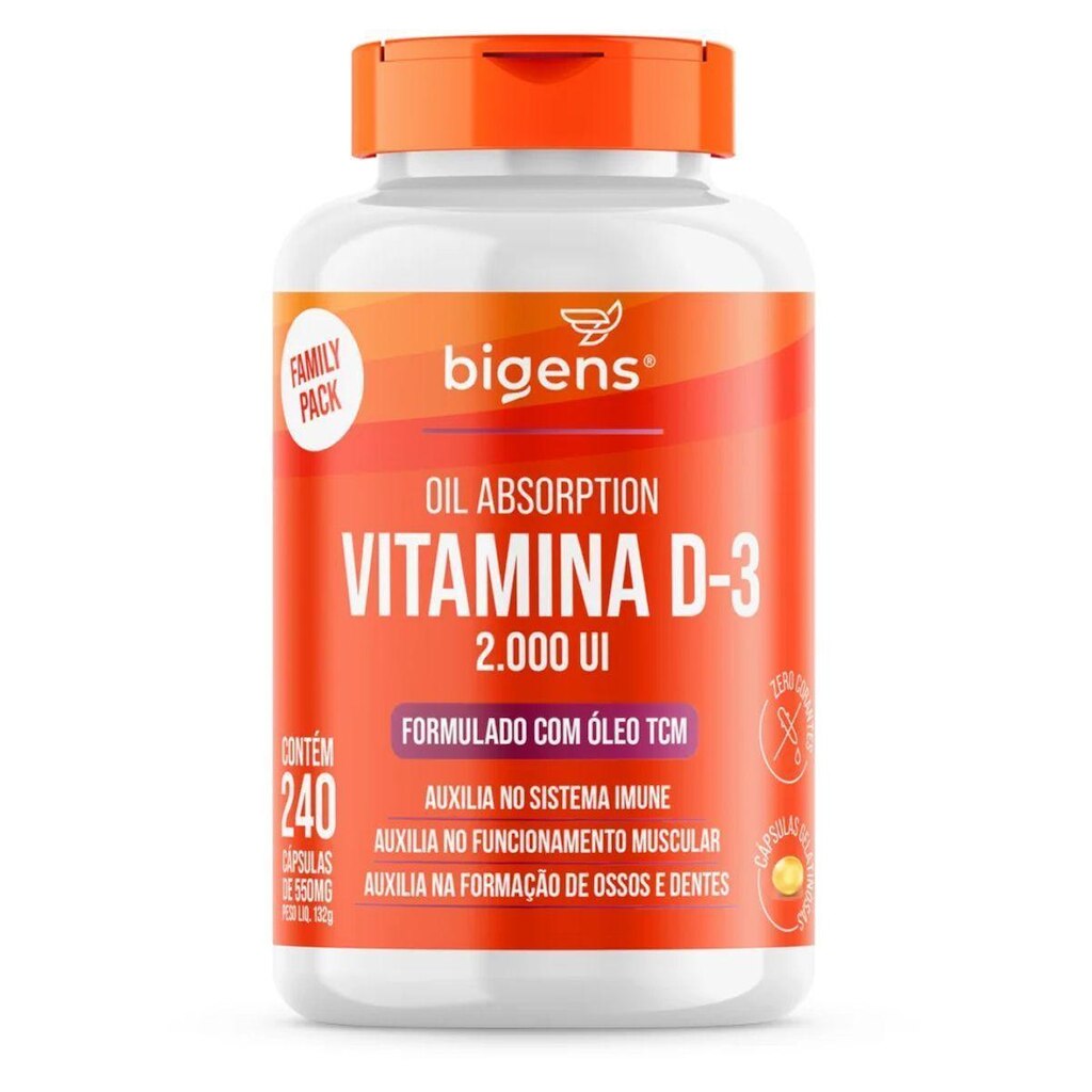 Vitamina D3 2000 ui Com Tcm - 120 Cápsulas - Bigens
