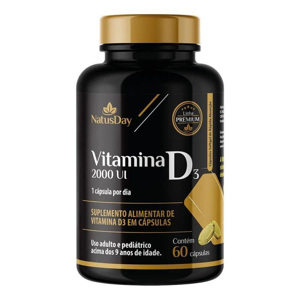 Vitamina D3 - 2.000ui - 60 Cápsulas - Natusday Premium