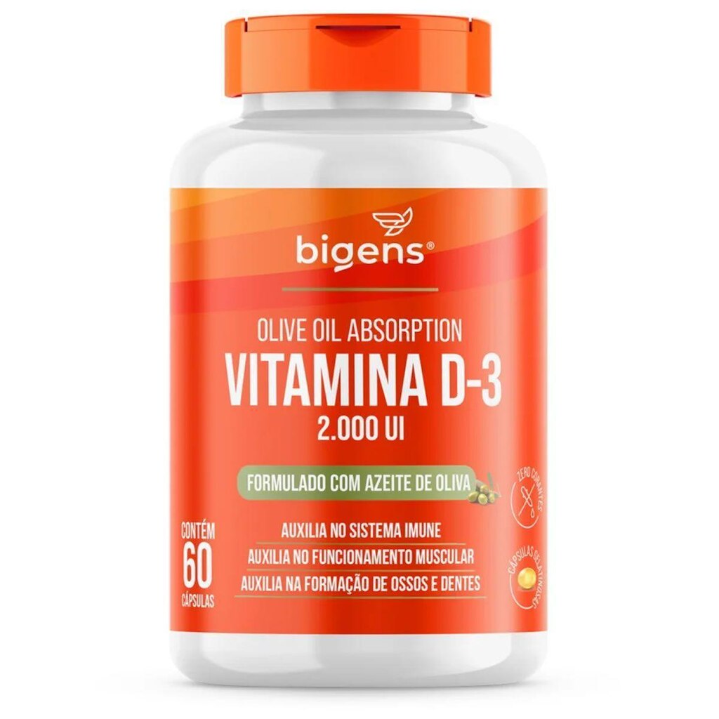 Vitamina D3 2000ui Azeite Oliva - 60 Cápsulas - Bigens
