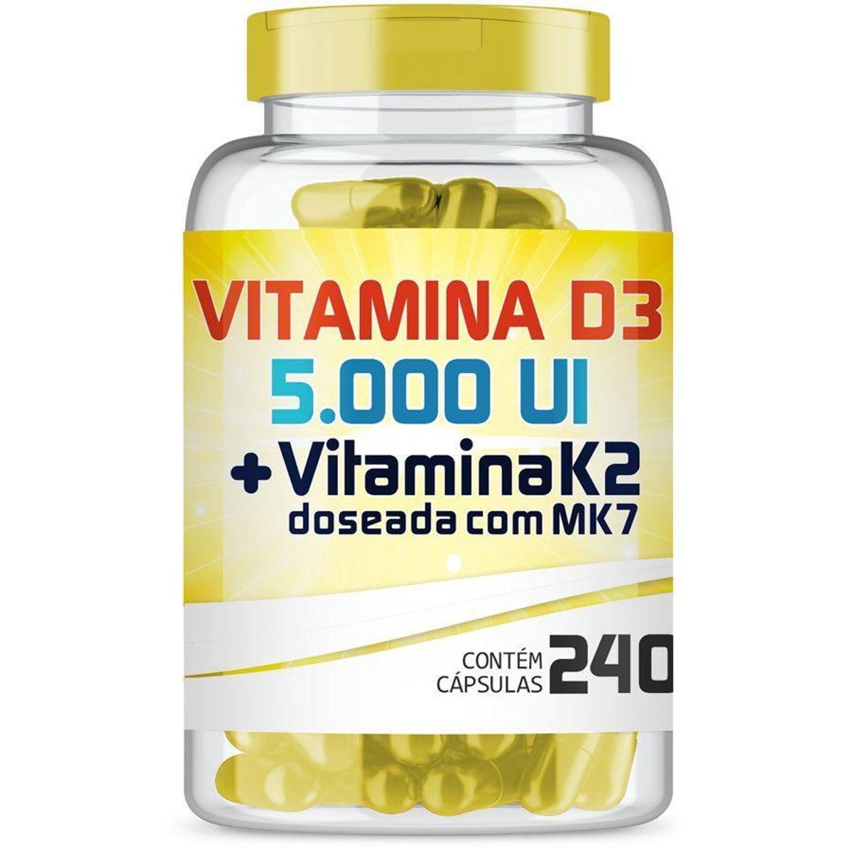 Vitamina D3 5.000ui + Vitamina K2 150mcg Com 240 Cápsulas Menor preço em Vitamina D3 5.000ui + Vitamina K2 150mcg Com 240 Cápsulas