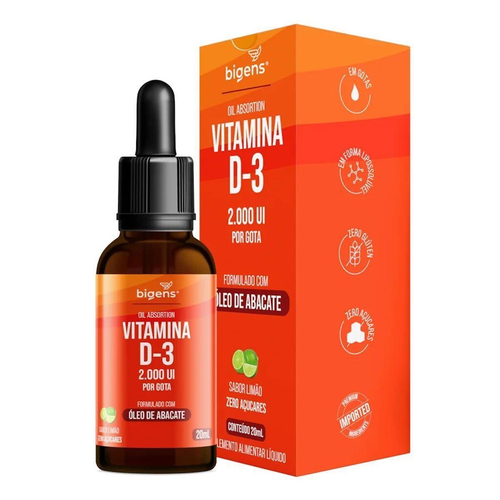 Vitamina D3 Gotas - 20ml Limão - Bigens