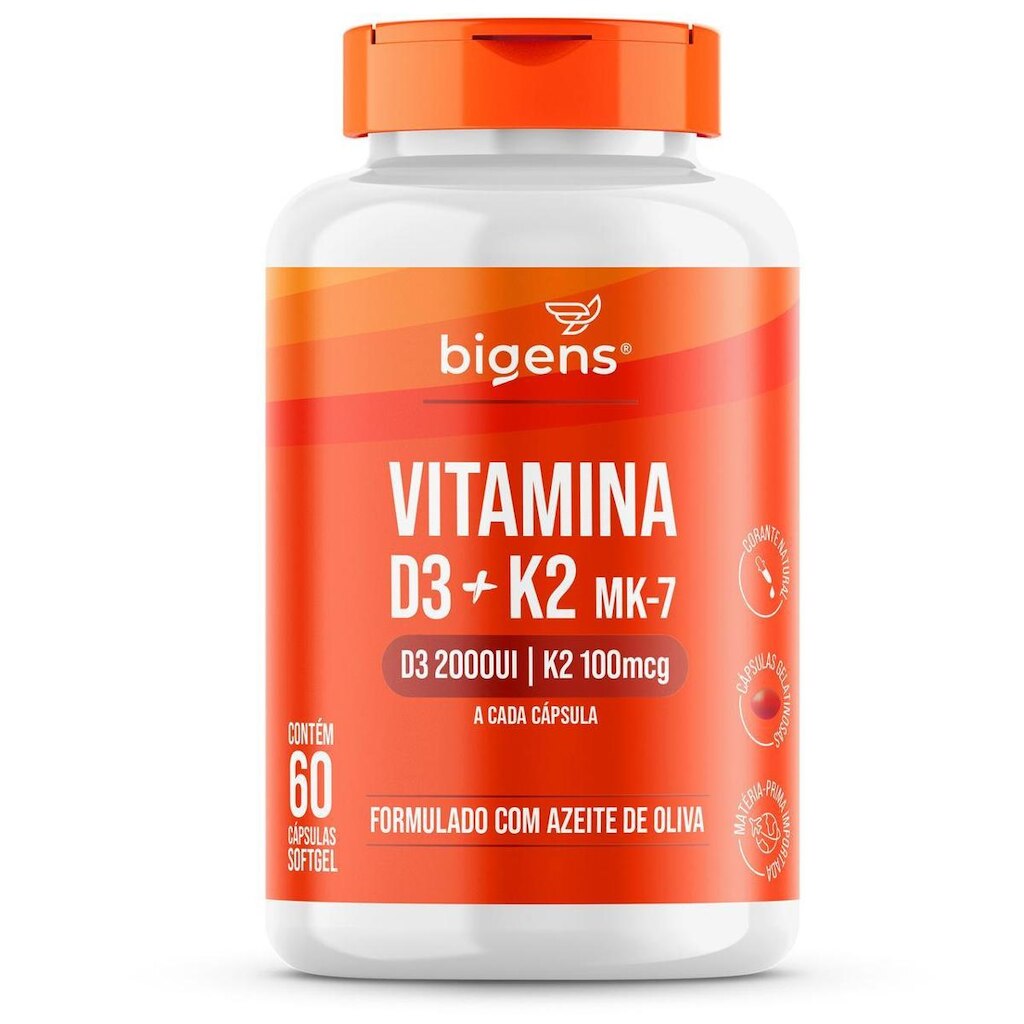 Vitamina D3 + K2, Mk7 2000ui | K2 100mg 60caps Bigens