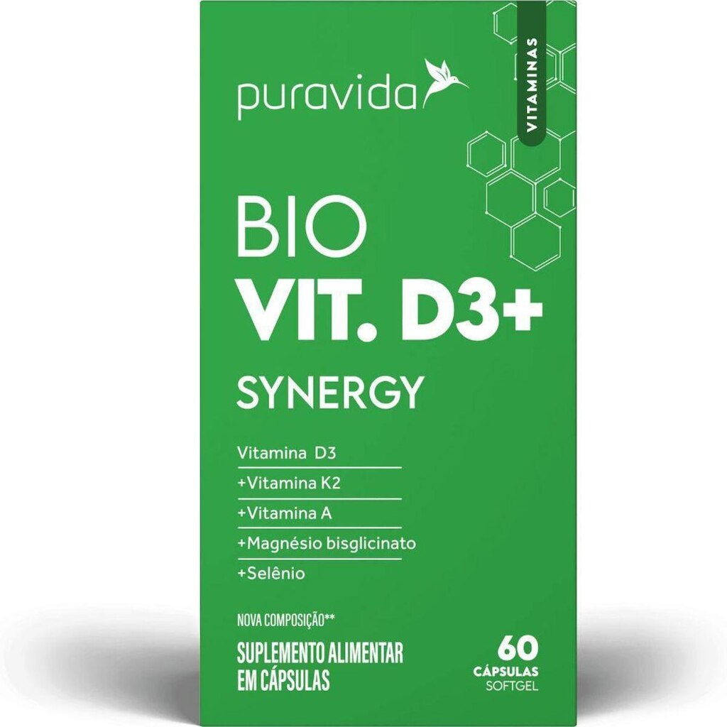 Vitamina D3 K2 Synergy 60 Capsulas - PuraVida
