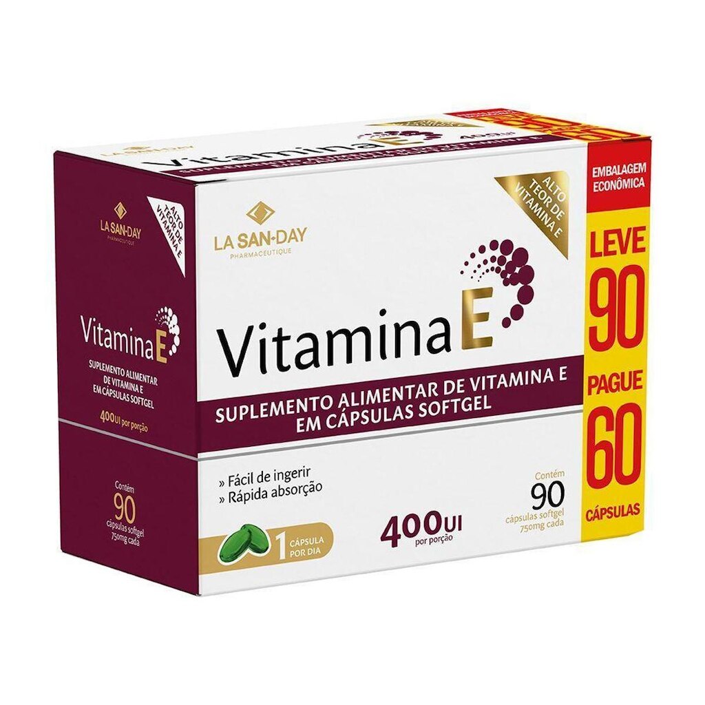 Vitamina E 400ui - 90Cápsulas - La San Day