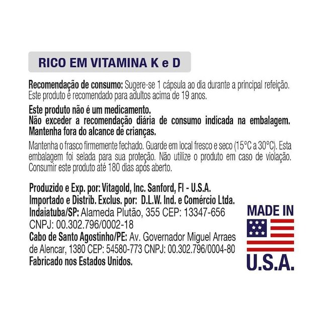 Vitamina K2 60mcg + D3 2.000UI Kit 2x 60 Cápsulas