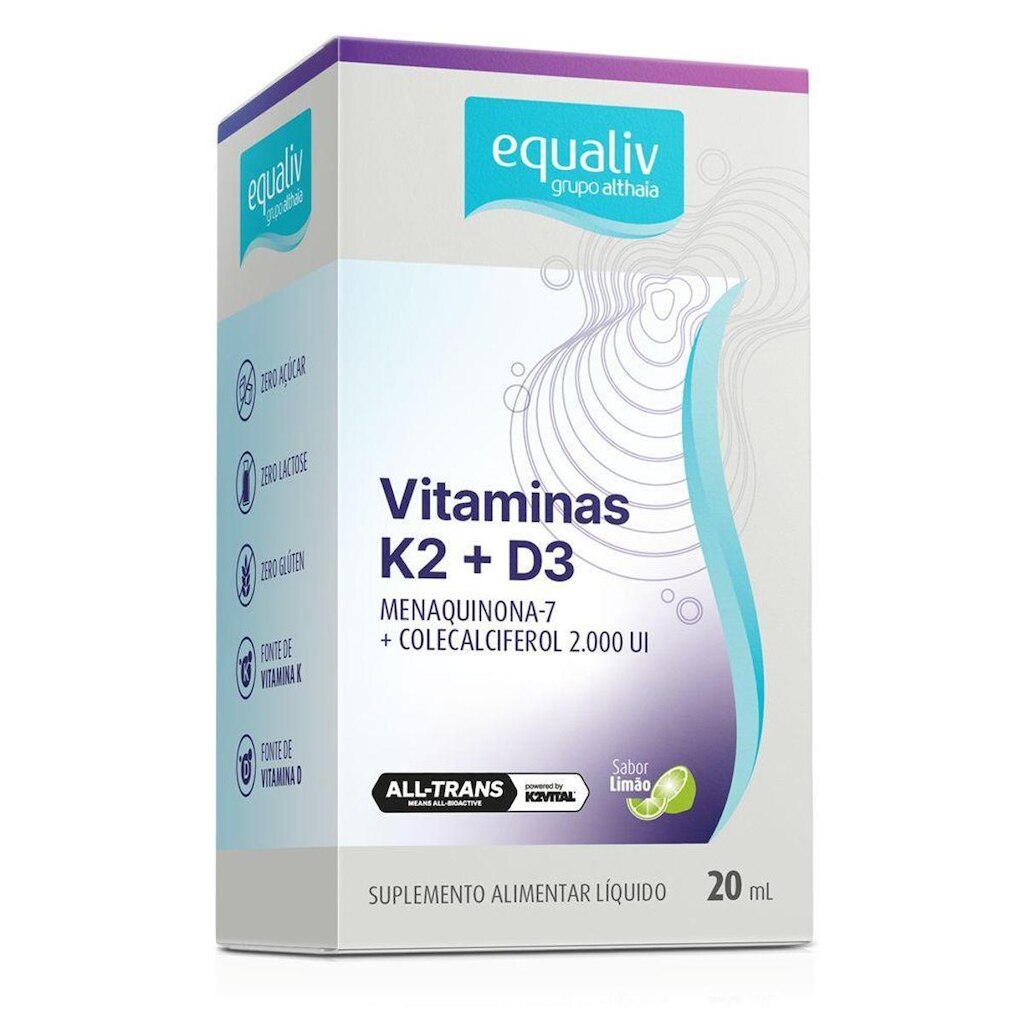 Vitamina K2 D3 Colecalciferol 2000Ui 20ml Limão - Equaliv