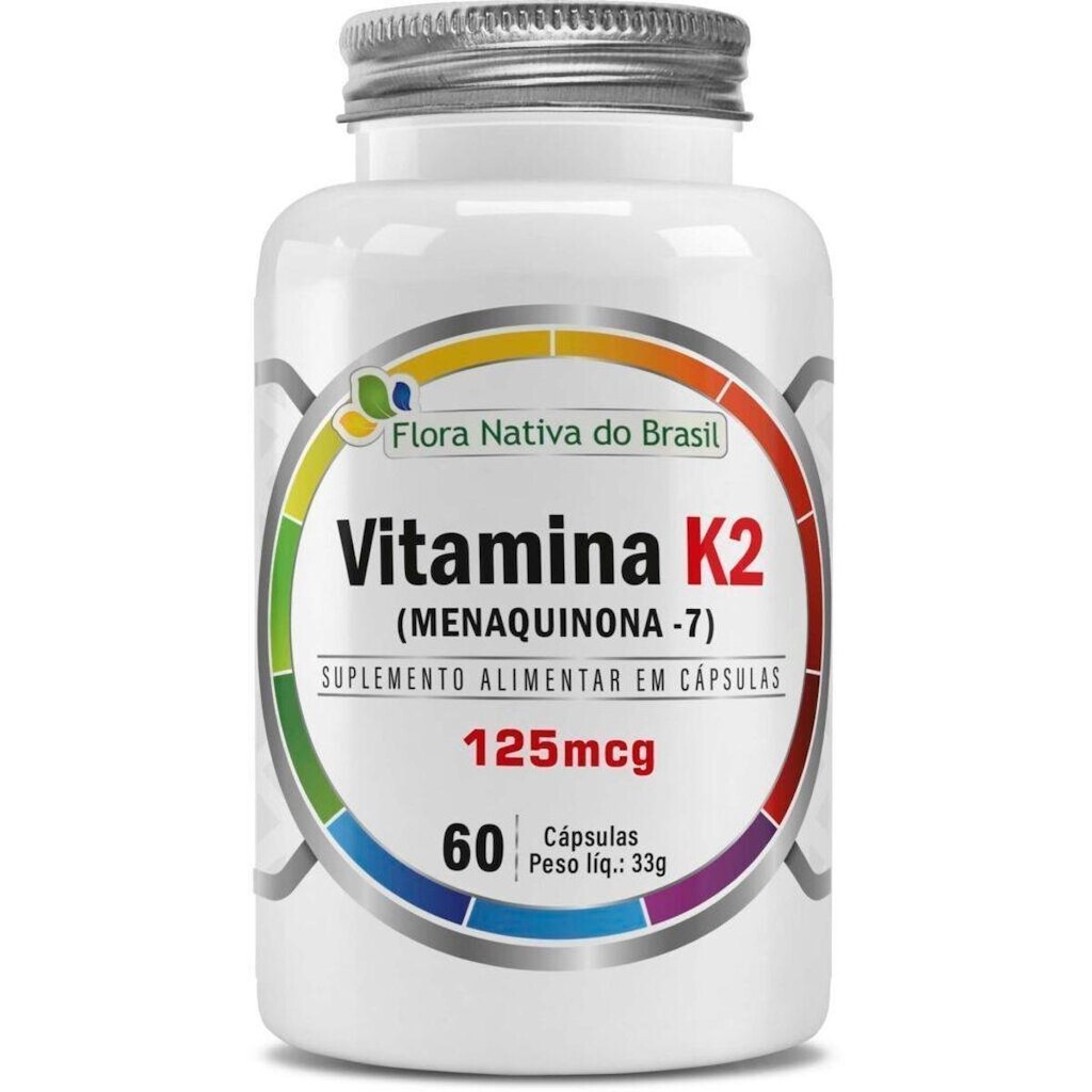 Vitamina K2 Menaquinona - 7 125mcg 60 cápsulas Flora Nativa do Brasil