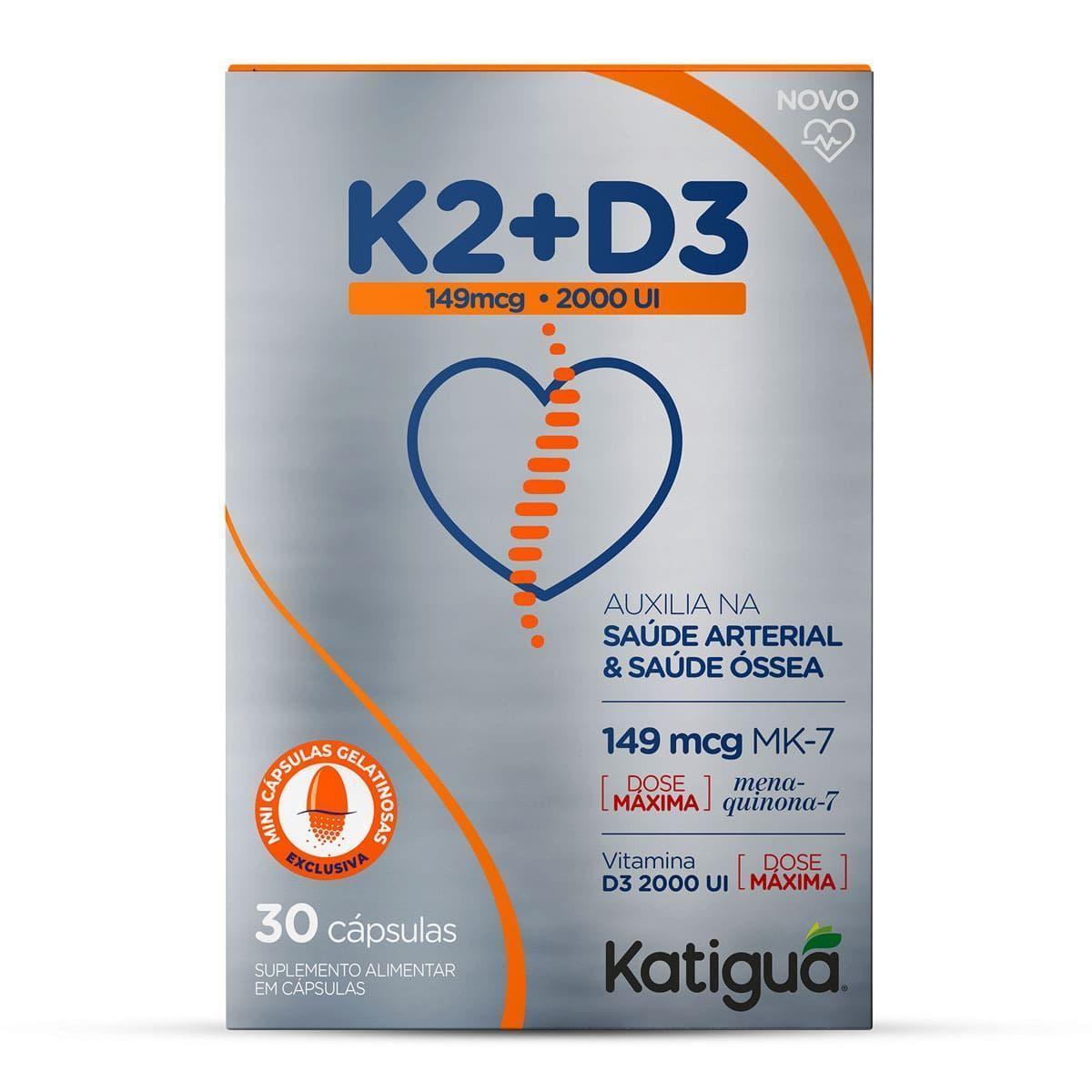 Vitamina K2 +Vitamina D3 - 30 Cáspulas Gelatinosas - KATIGUÁ Menor preço em Vitamina K2 +Vitamina D3 - 30 Cáspulas Gelatinosas - KATIGUÁ
