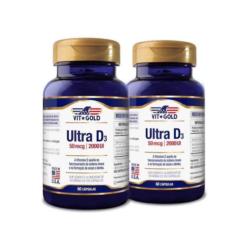 Vitamina Ultra D3 2.000UI Kit 2x 60 Cápsulas