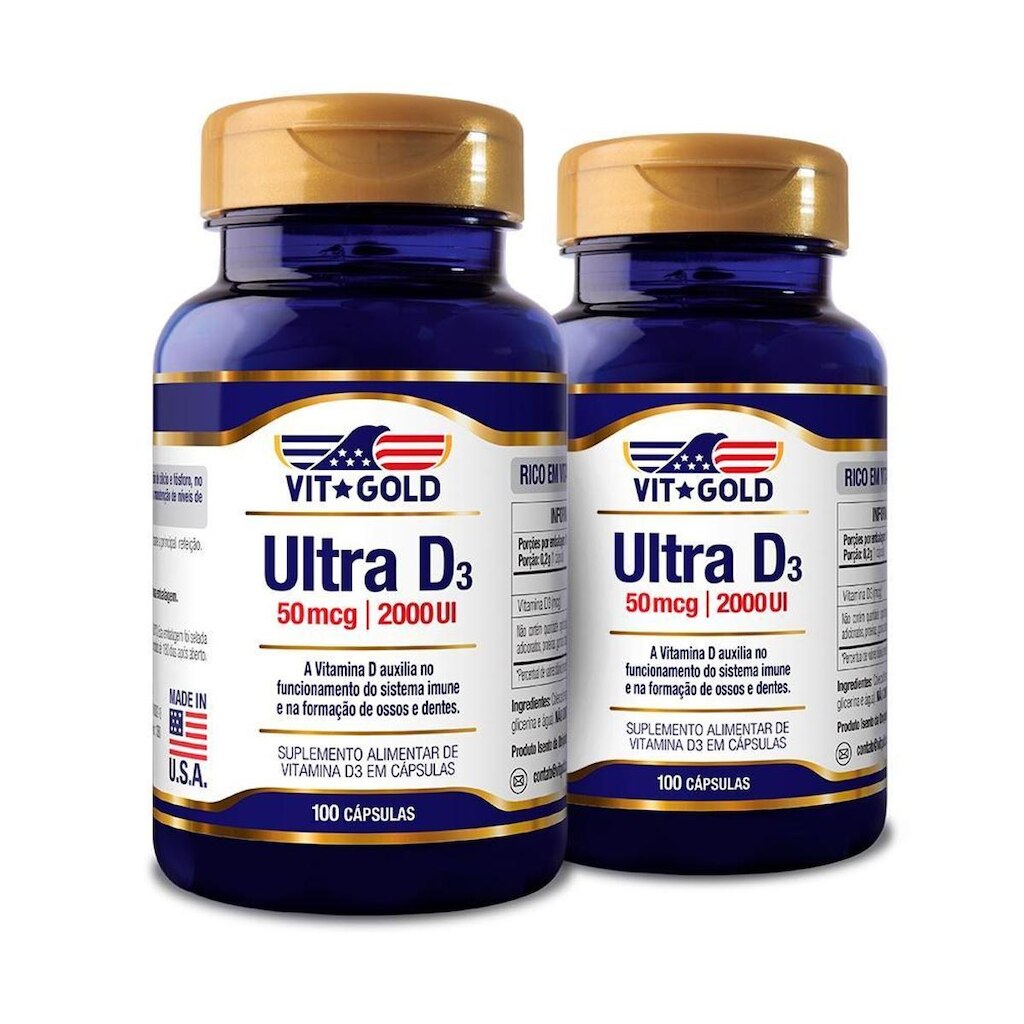 Vitamina Ultra D3 2000UI Vitgold Kit 2x 100 cápsulas