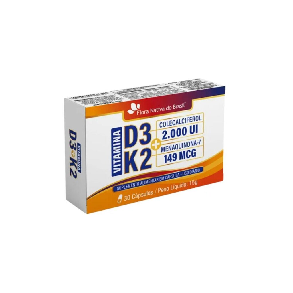 Vitaminas D3+K2 D3 2000ui + K2 149mcg 30 caps Flora Nativa