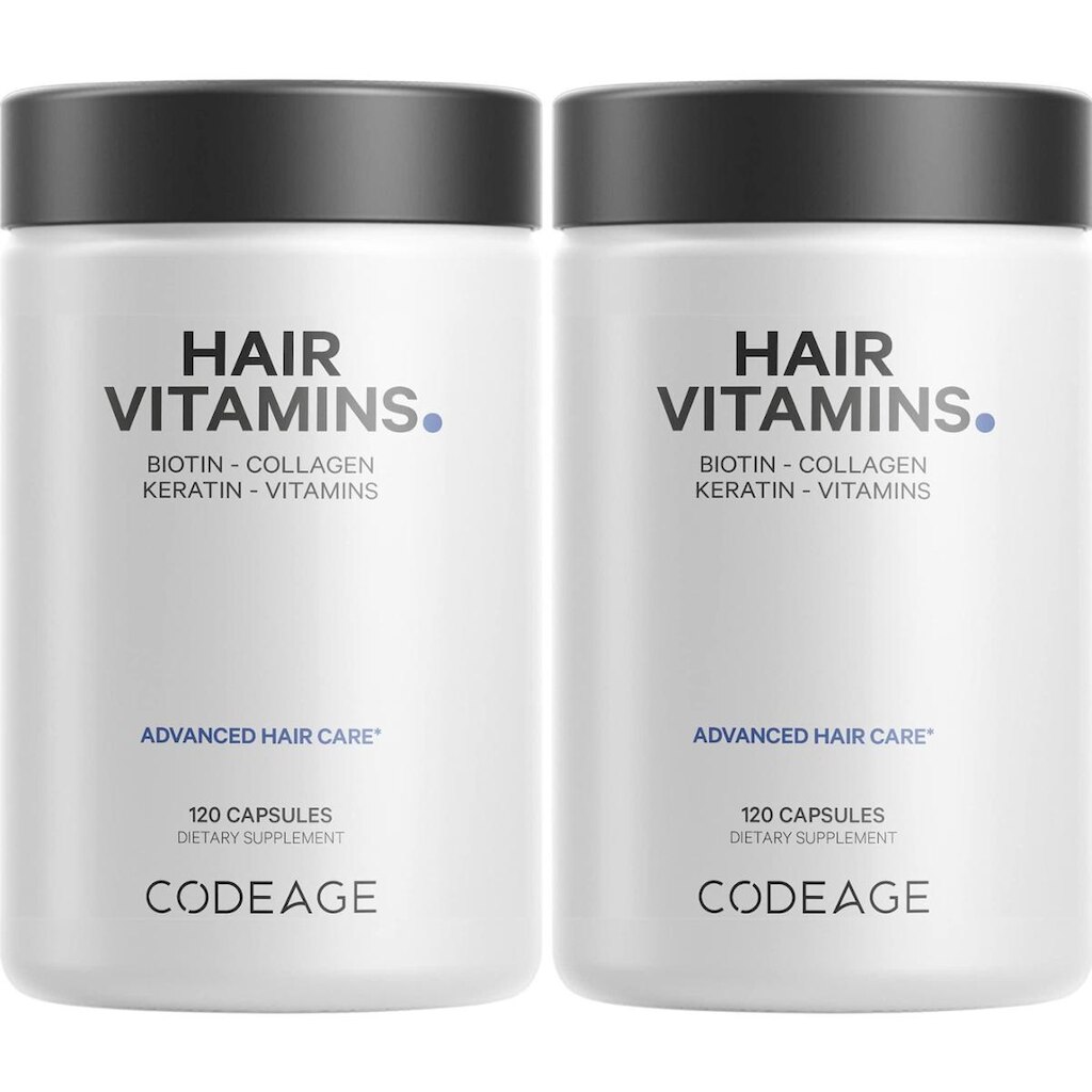 Vitaminas para cabelo Codeage 10000mcg, biotina, queratina, colágeno, pacote com 2