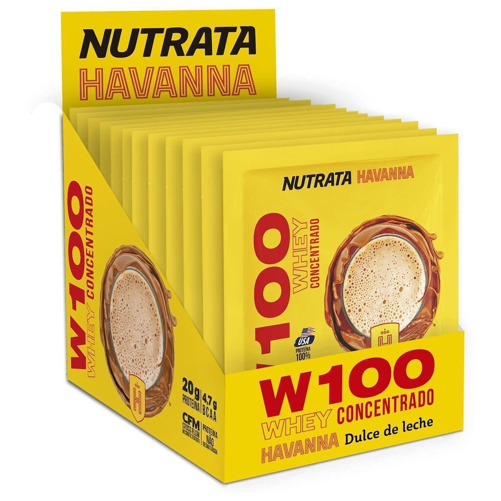 W100 Whey - 12 Sachês 30g Dulce de Leche Havanna - Nutrata