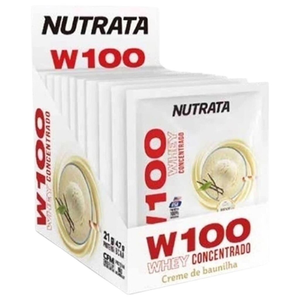 W100 Whey Concentrado - 12 Sachês 30g Baunilha - Nutrata
