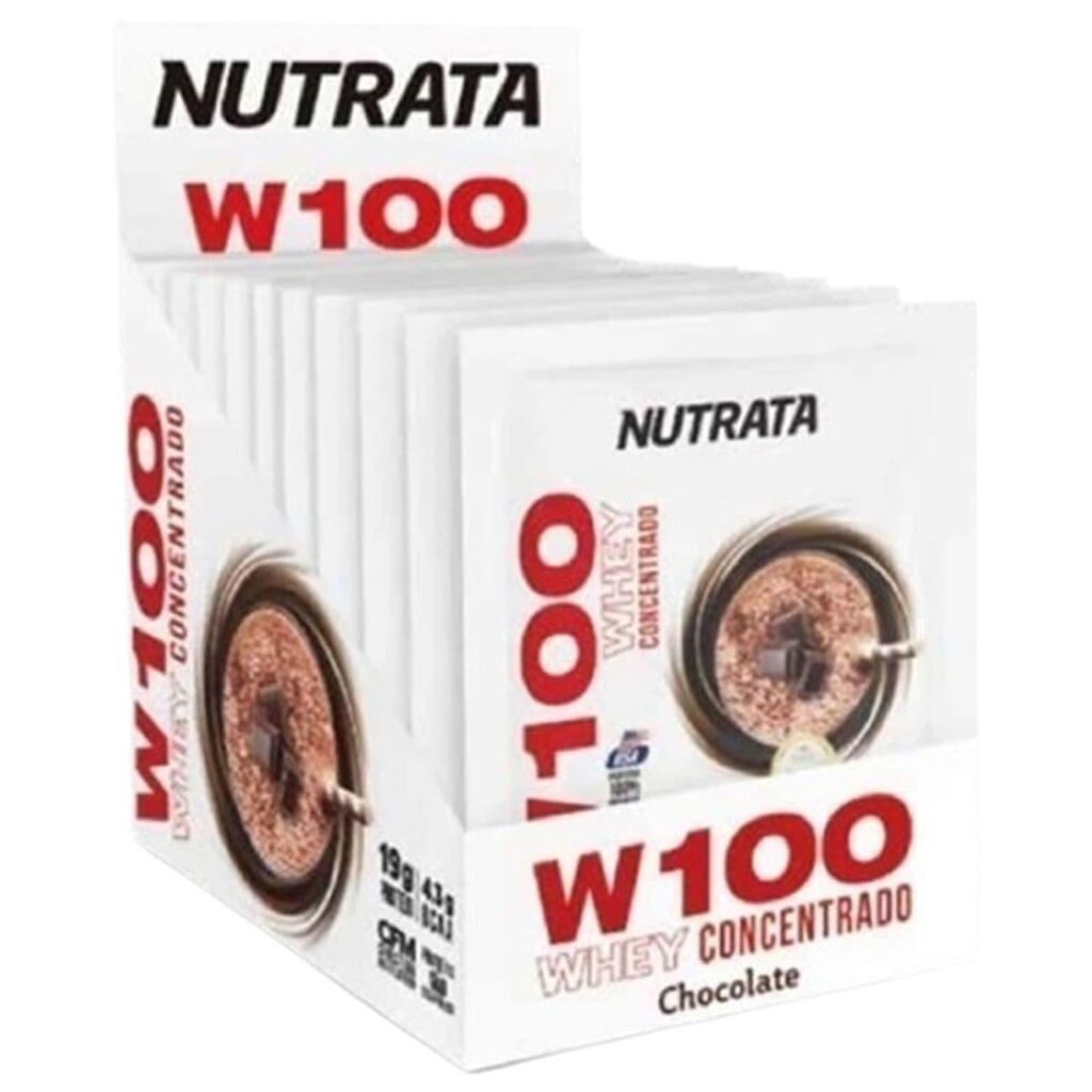 W100 Whey Concentrado - 12 Sachês 30g Chocolate - Nutrata