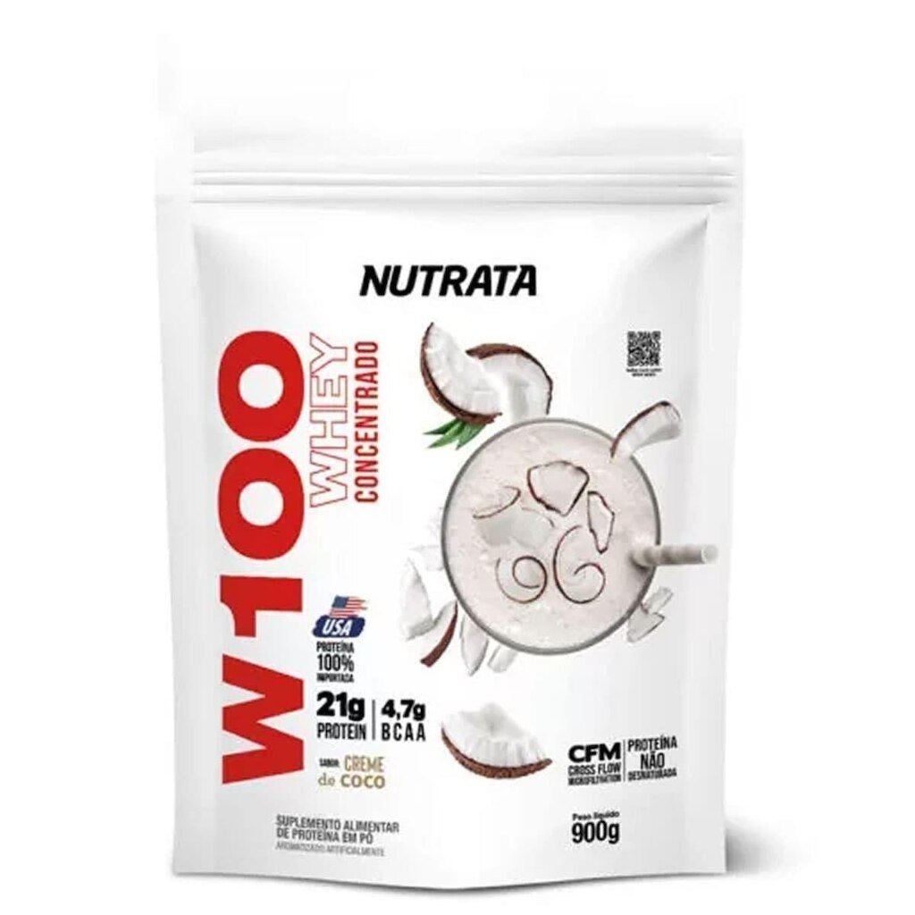W100 Whey Concentrado - 900g Refil Creme de Coco - Nutrata