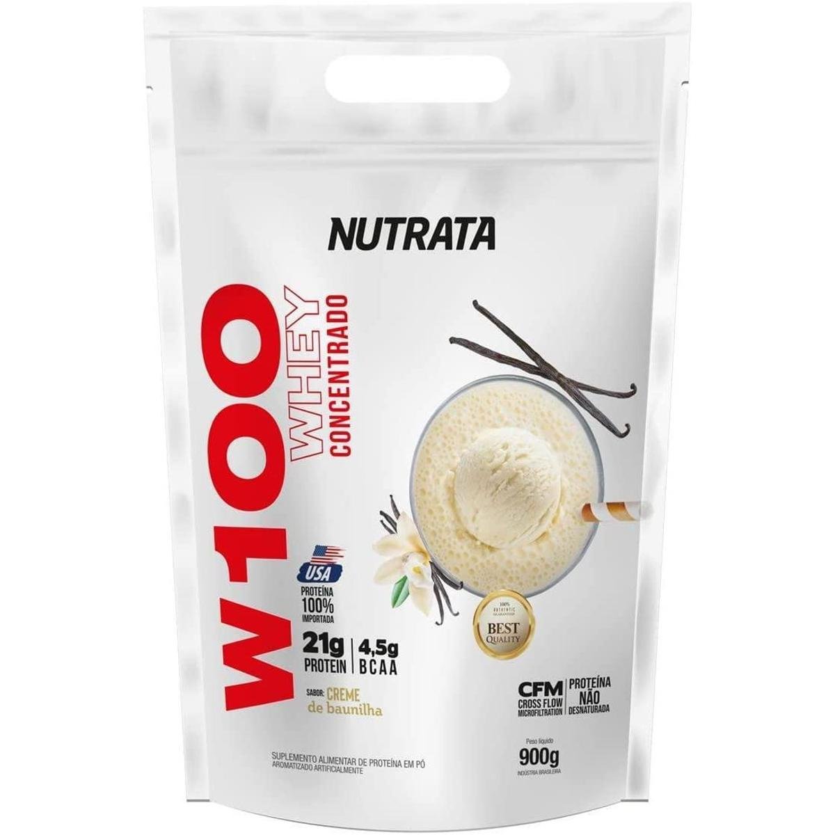 W100 Whey protein 900g Refil - Nutrata Menor preço em W100 Whey protein 900g Refil - Nutrata