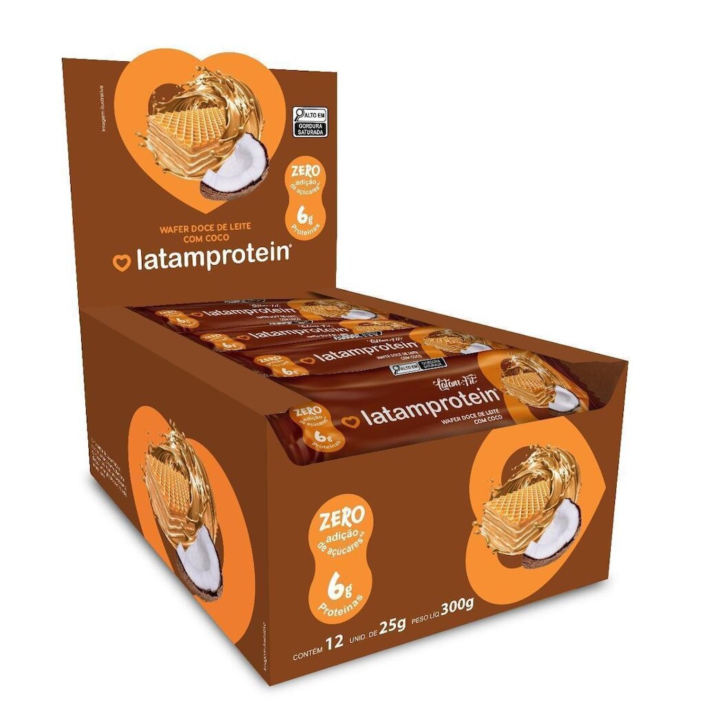 Wafer Doce de Leite com Coco Proteína Coberto com Chocolate - 12 Unidades