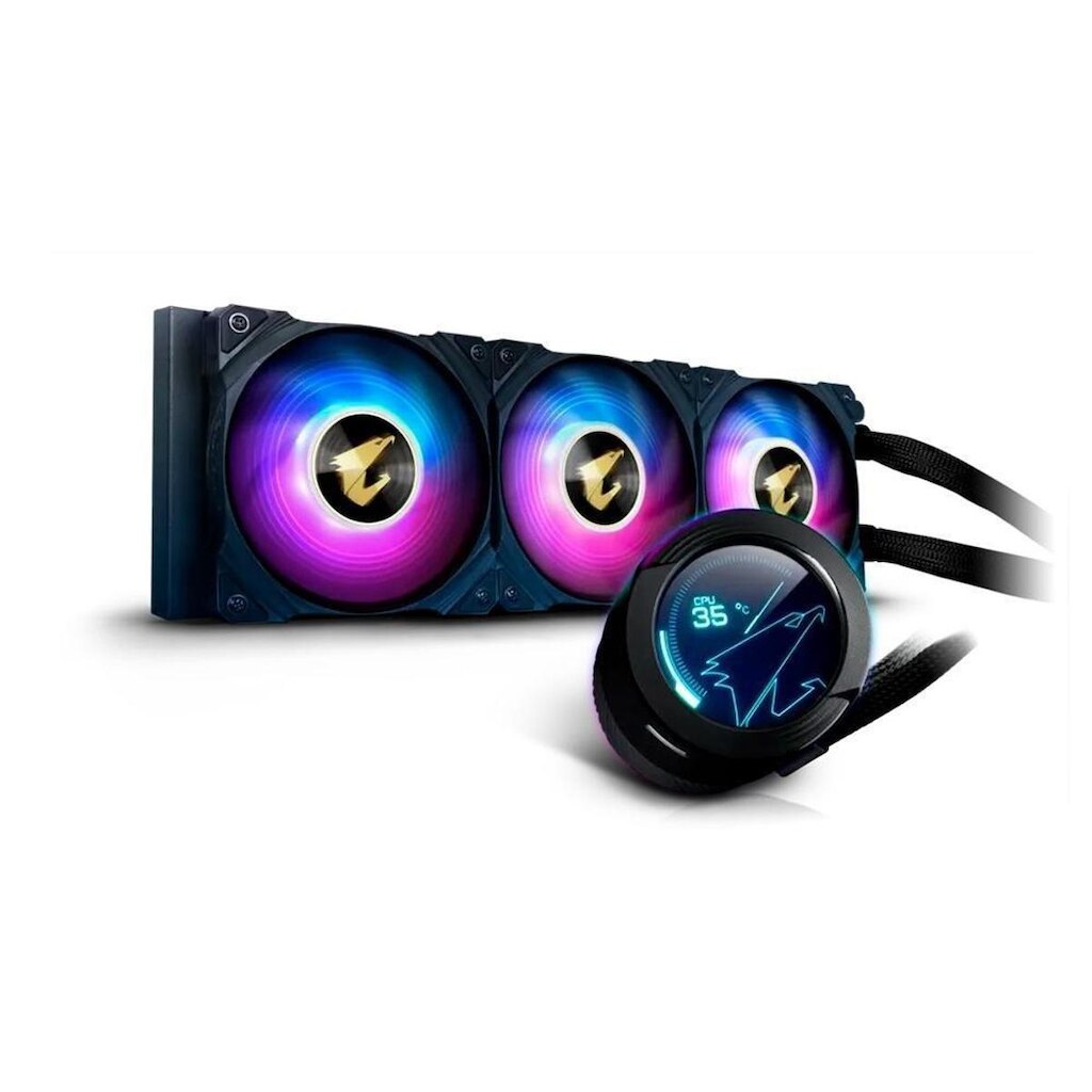 Water Cooler Gigabyte Aorus 360, RGB, 360mm AMD/Intel com Display LCD - GP-AORUS WATERFORCE X II 360