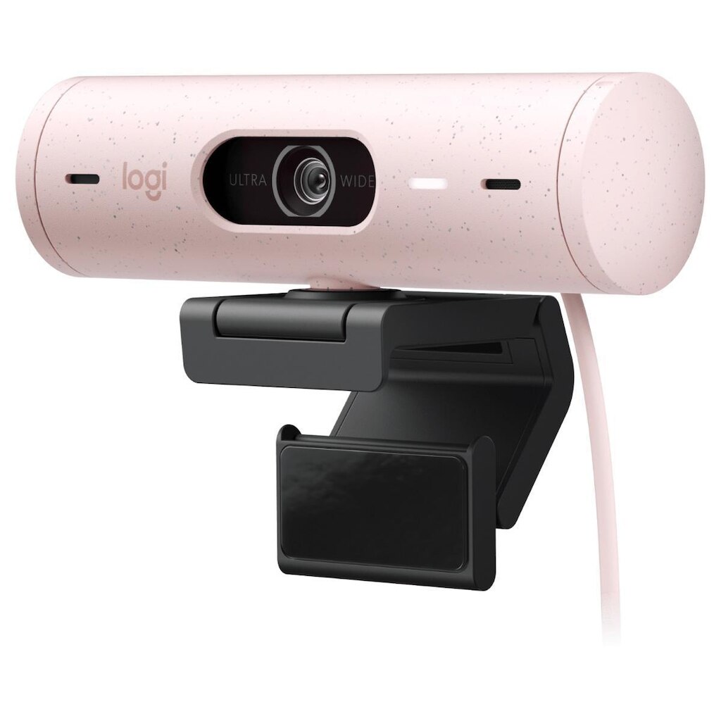 Web Câmera Logitech Brio 500 - Video Chamada e Gravações FHD - Microfone Duplo - Rosa - 960-001418
