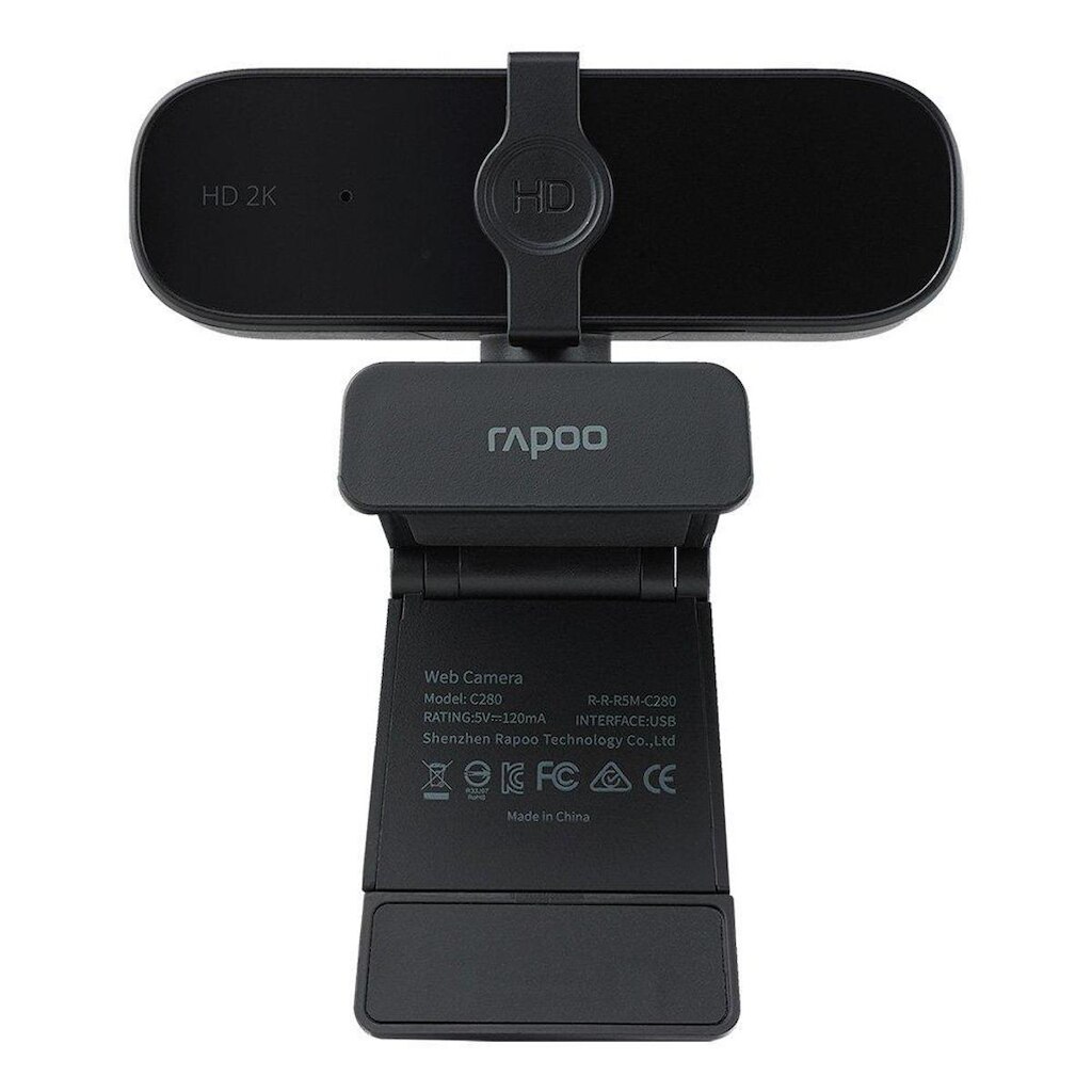 Webcam Rapoo C280 2K, com Autofoco, Microfone Profissional com Cancelamento de Ruído, Preto- C280