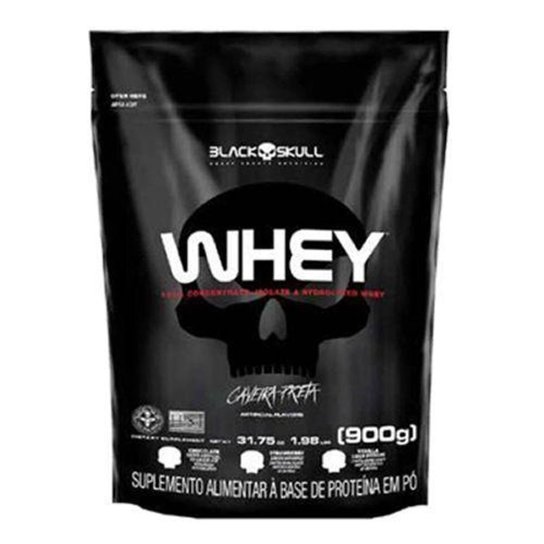 Whey 100% Concentrado Isolado Hidrolisado - 900g Refil Chocolate - Black Skull Menor preço em Whey 100% Concentrado Isolado Hidrolisado - 900g Refil Chocolate - Black Skull