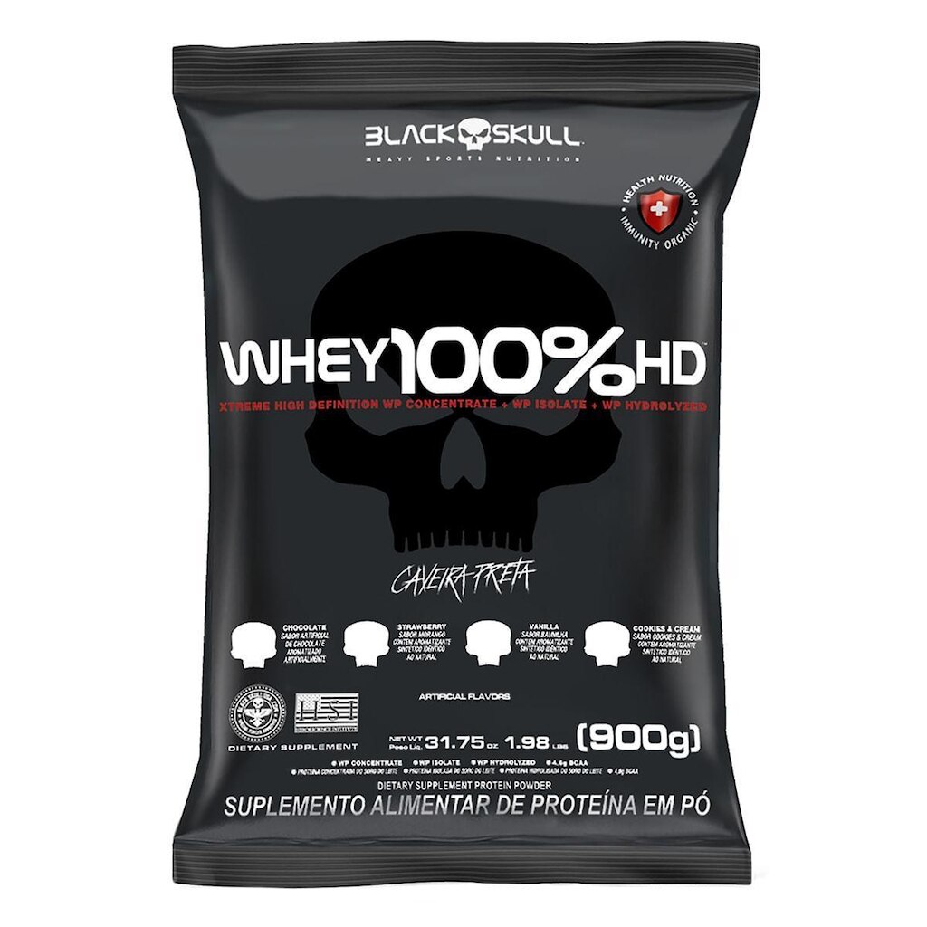 WHEY 100% HD (WPC, WPI E WPH) - 900G - REFIL - BLACK SKULL