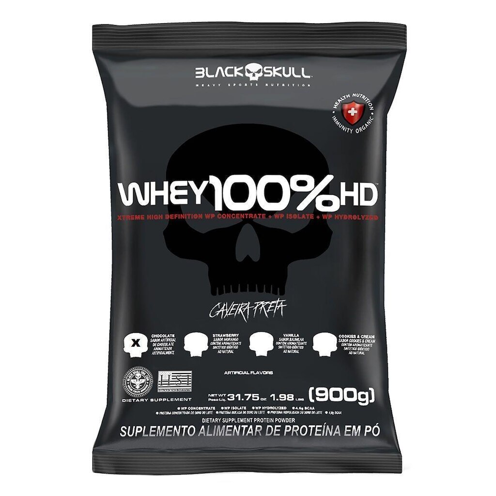 Whey 100% HD - 900g Refil Chocolate - Black Skull