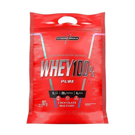 Whey 100% Pure 907g Chocolate Maltado - Integralmedica Menor preço em Whey 100% Pure 907g Chocolate Maltado - Integralmedica