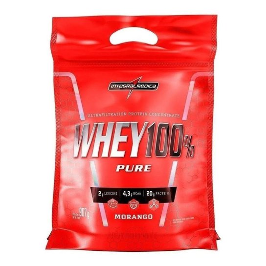 Whey 100% Pure Refil 900g - Integralmedica - Morango Menor preço em Whey 100% Pure Refil 900g - Integralmedica - Morango