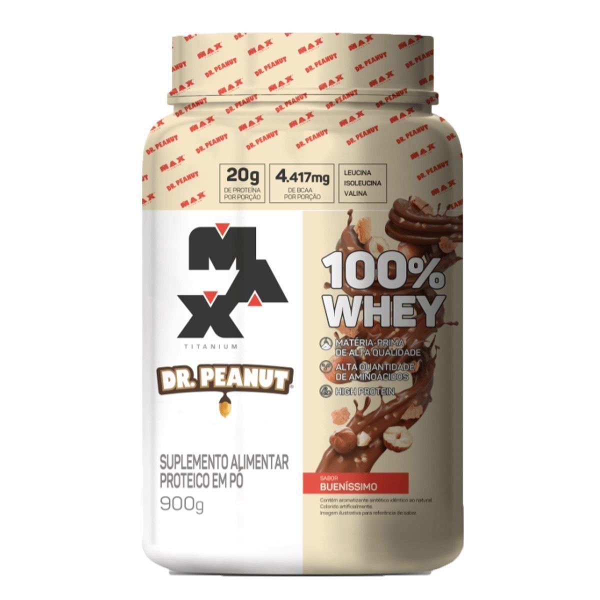 Whey 100% Whey Protein Bueníssimo Max Titanium x Dr Peanut 900g Menor preço em Whey 100% Whey Protein Bueníssimo Max Titanium x Dr Peanut 900g