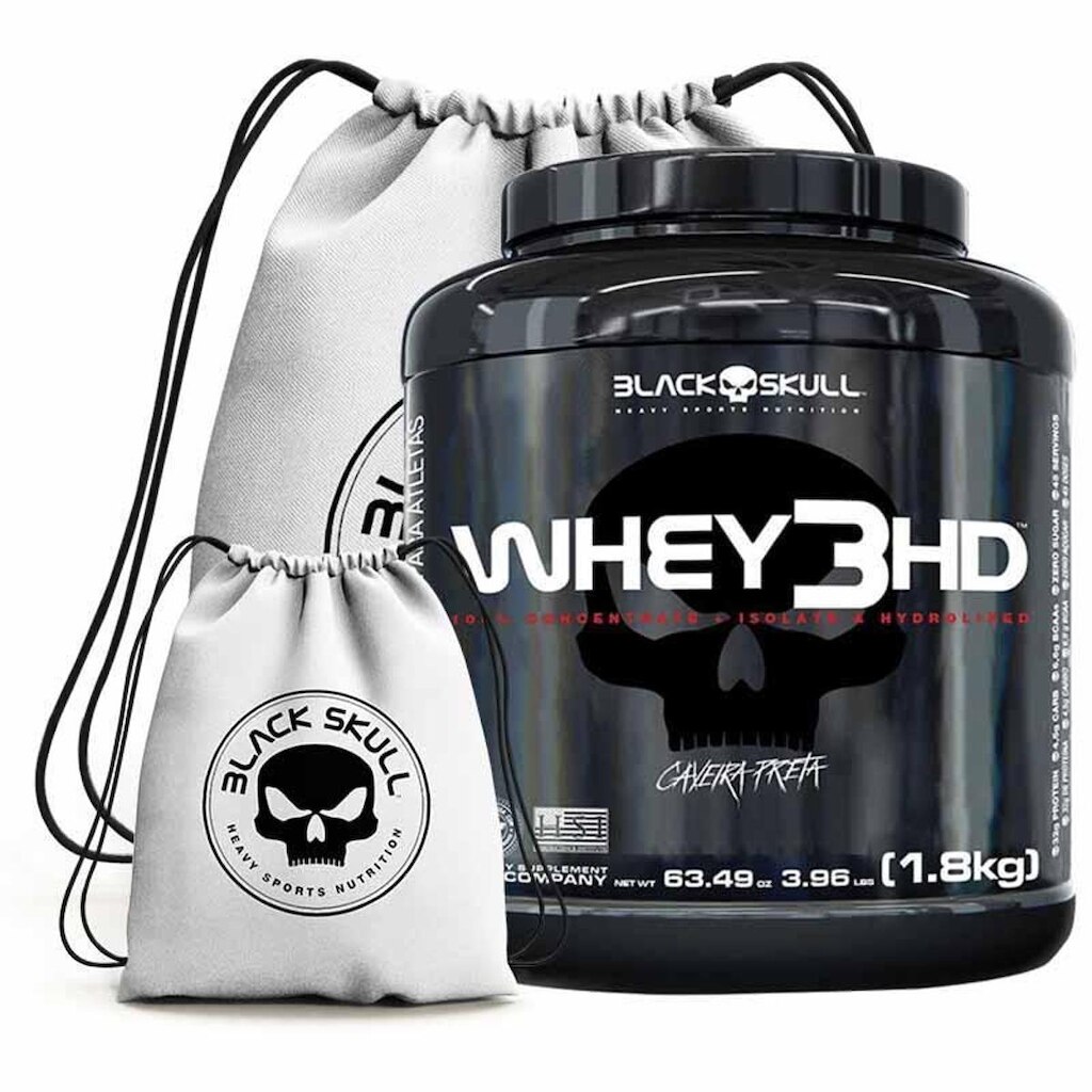 Whey 3Hd 1.8Kg + Mochila  - Black Skull (Morango)