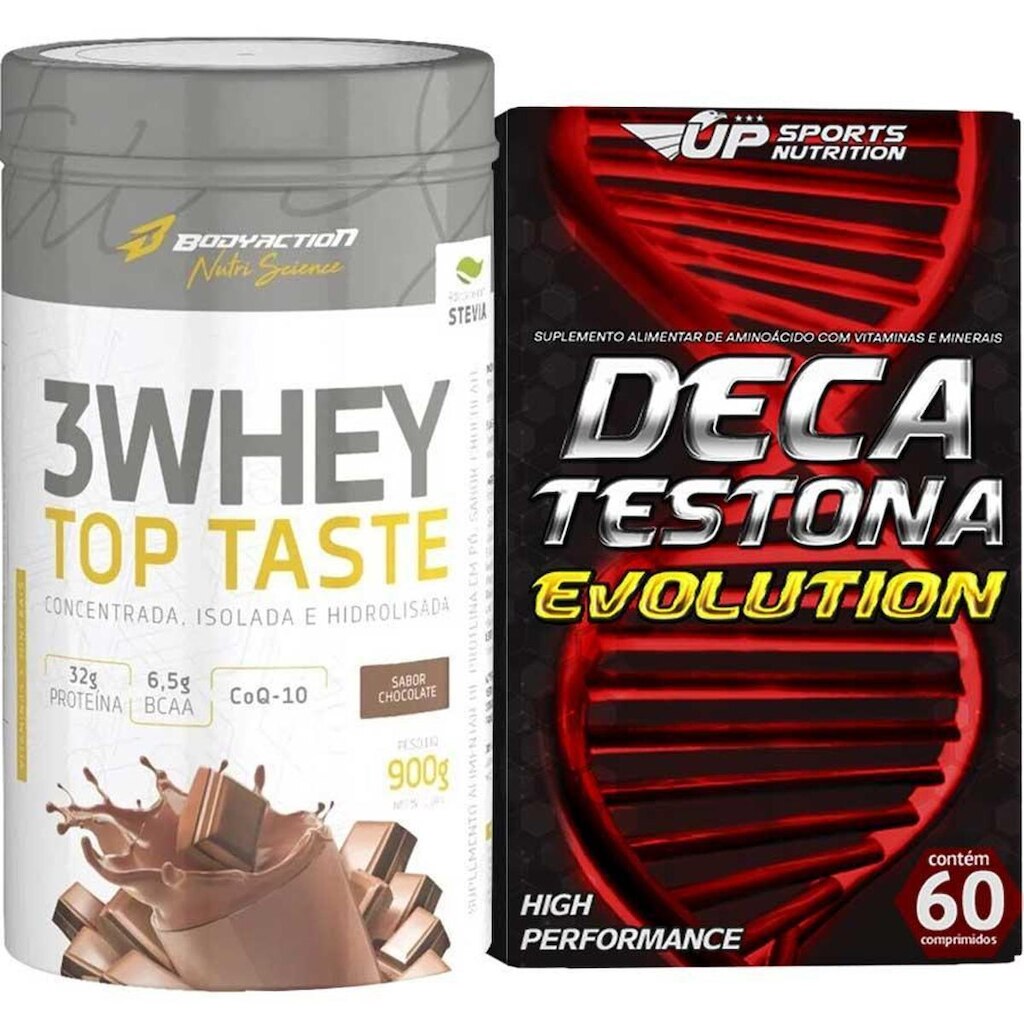 Whey 3W Top Taste 900g Chocolate + Deca Testona Evolution