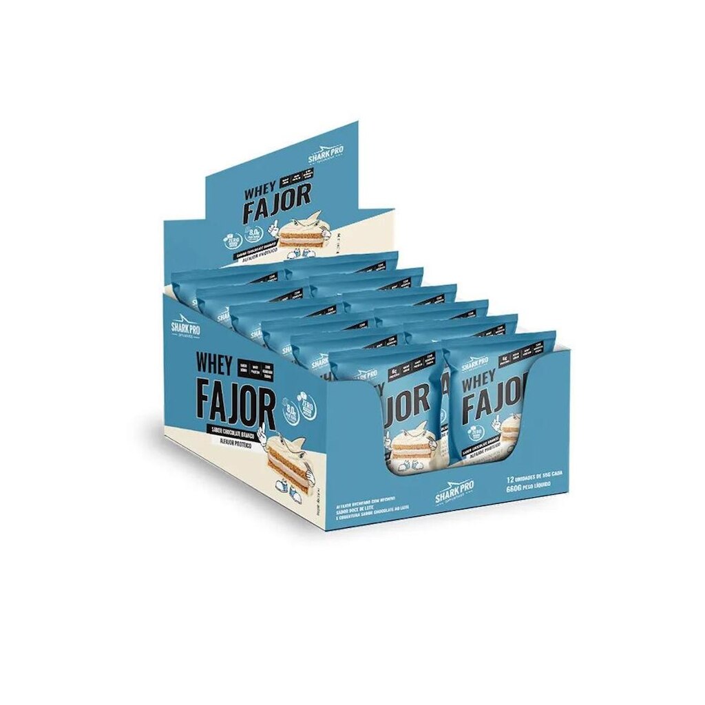 Whey alfajor Chocolate Branco Display - Sharkpro Suplementos