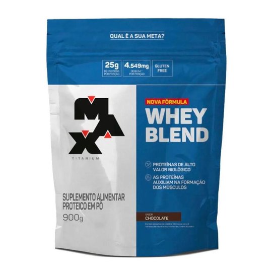 Whey Blend Isolado Concentrado 900g Chocolate Refil - Max Titanium Menor preço em Whey Blend Isolado Concentrado 900g Chocolate Refil - Max Titanium