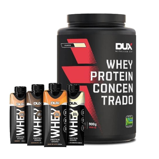 Whey concentrado 900g + Protein Shake 250ml Dux Nutrition Menor preço em Whey concentrado 900g + Protein Shake 250ml Dux Nutrition