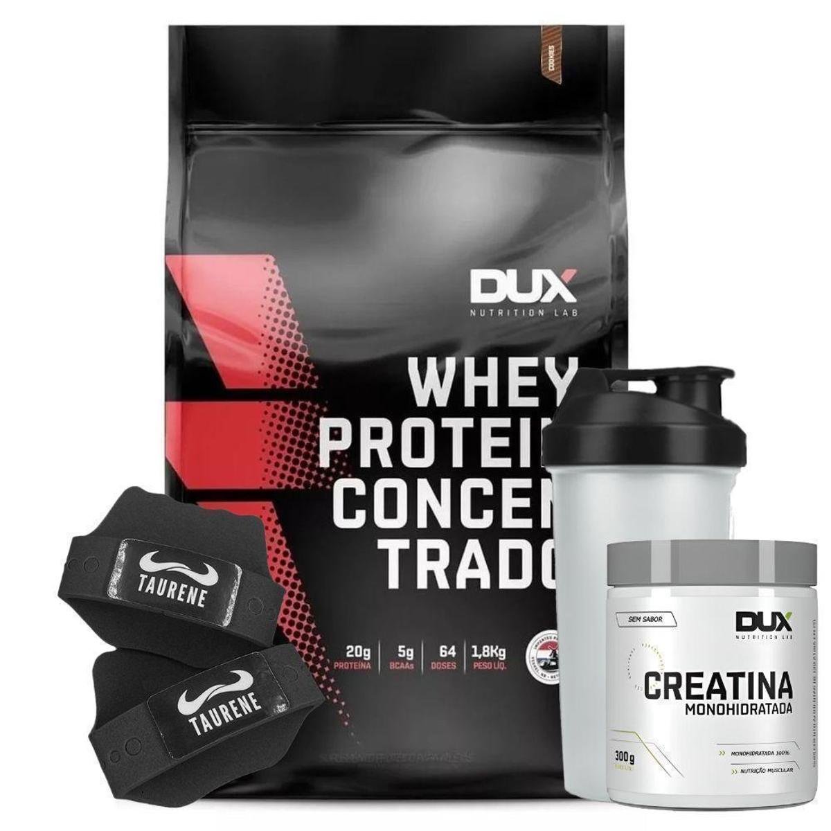 Whey Concentrado Cookies 1,8Kg + Creatina Luva - Dux Menor preço em Whey Concentrado Cookies 1,8Kg + Creatina Luva - Dux