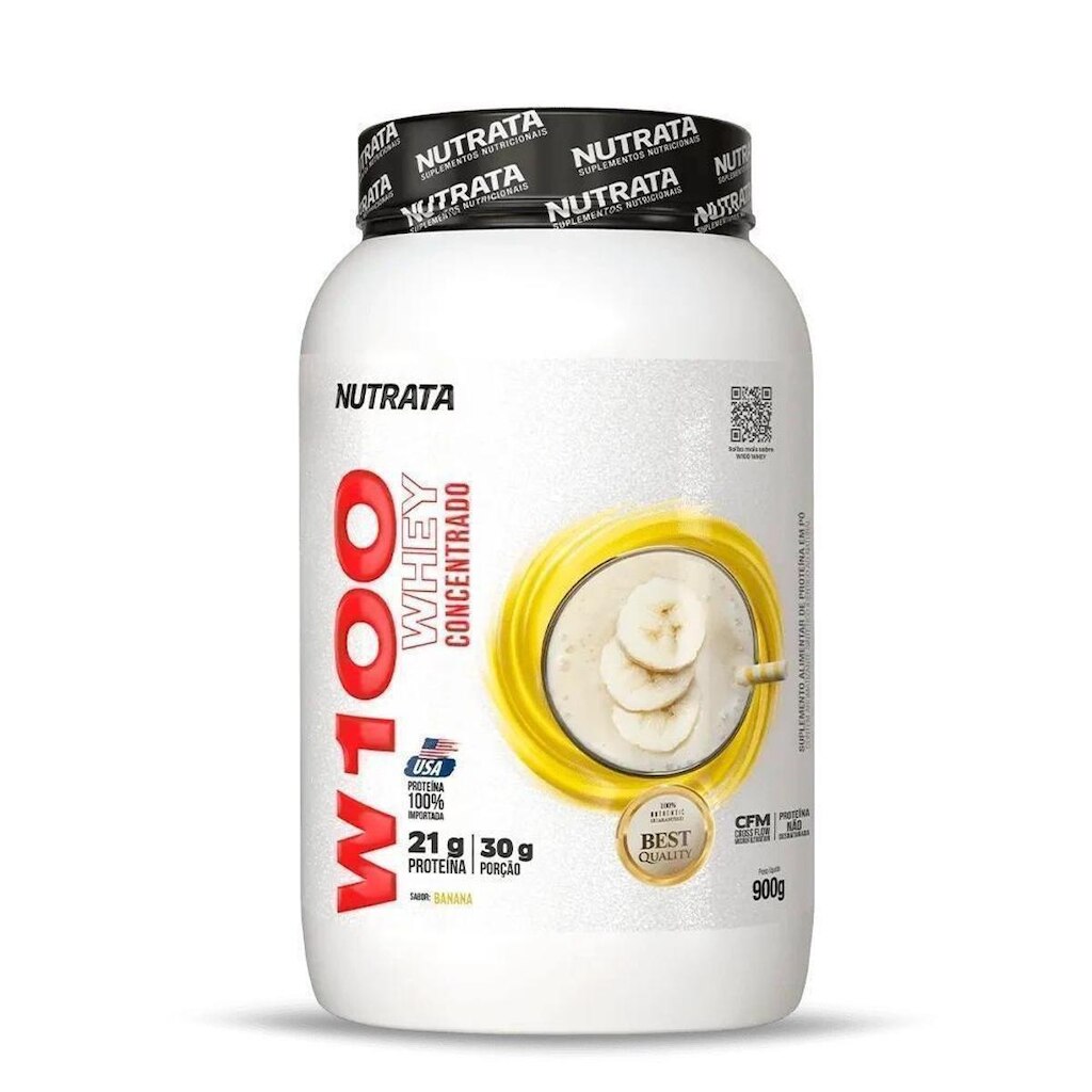 Whey Concentrado W100 Sabor Banana 900g Nutrata