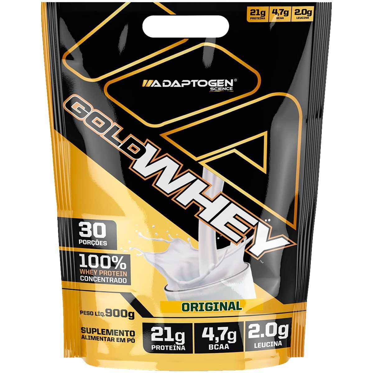 Whey Gold Adaptogen Refil 900g 100% Whey Protein Original Menor preço em Whey Gold Adaptogen Refil 900g 100% Whey Protein Original