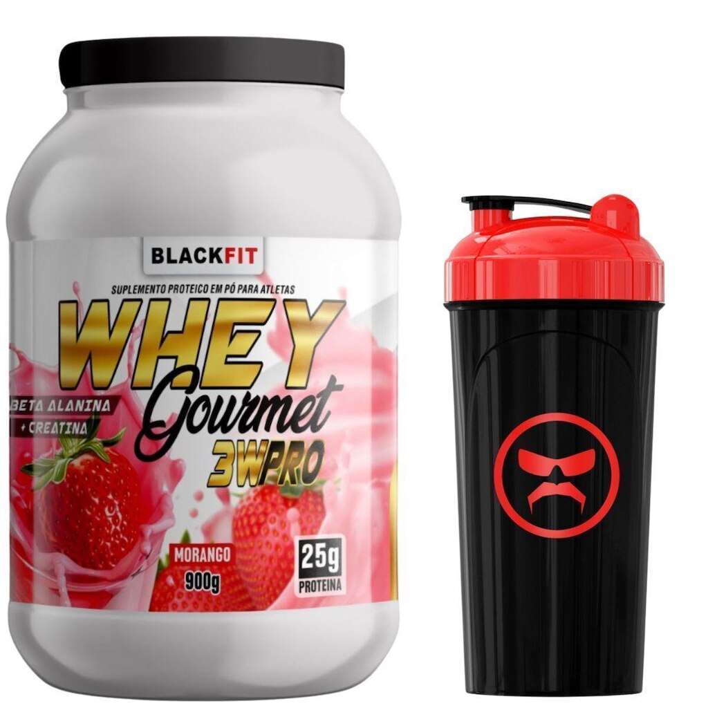 WHEY Gourmet 3w pro Morango 900g Com Beta alanina e creatina que Growth Creatina BCAA Pré Treino